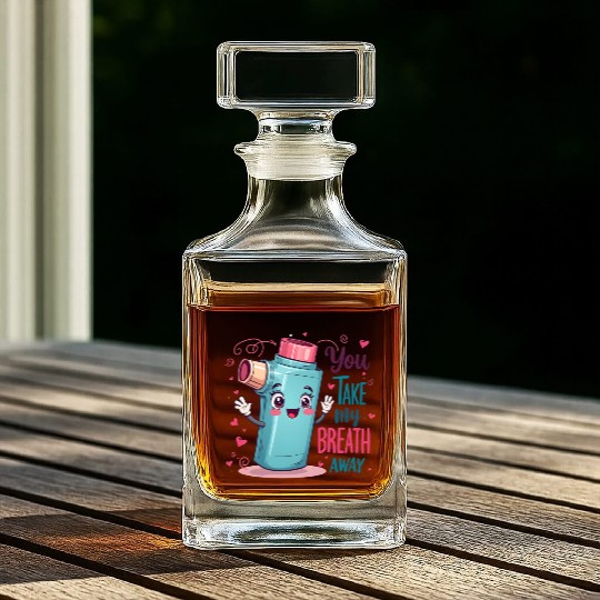 You Take My Breath Away Funny Inhaler Cartoon Whiskey Decanters