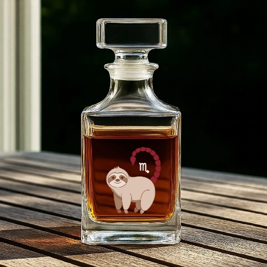 Scorpio Zodiac Sloth with Scorpio Sign Tail Whiskey Decanters