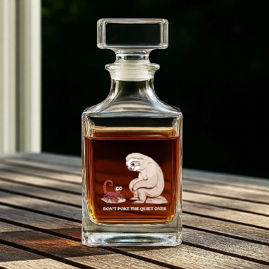 Scorpio Zodiac Sloth Don't Poke The Quiet Ones Whiskey Decanters