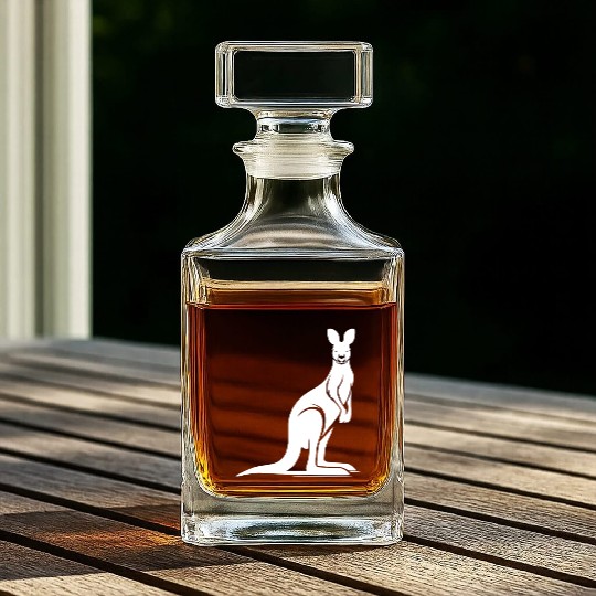 Wild Animal Silhouette With Typical Kangaroo Pose Whiskey Decanters