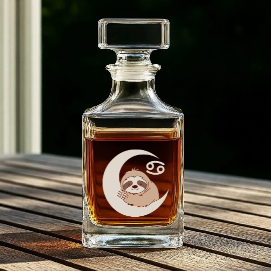 Cancer Zodiac Sloth Embrace the Calmness Whiskey Decanters
