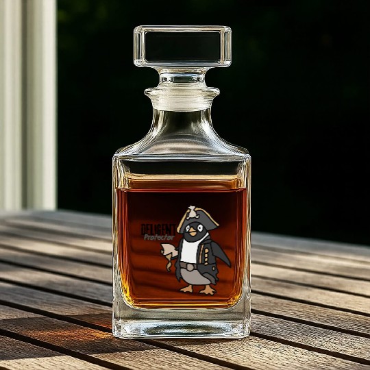 Cool Minimalist Penguin Chilling | Funny Whiskey Decanters