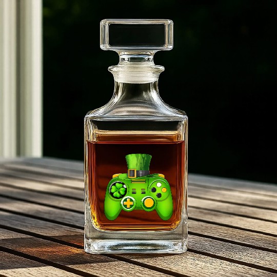 Video Game Controller Irish Gamer St Patricks Day Whiskey Decanters