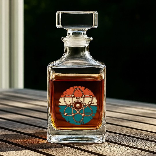 Retro Atom Art Biology Physics Chemistry Science Whiskey Decanters