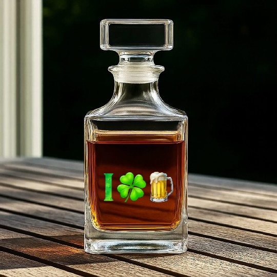 I Shamrock Beer Funny St Patrick's Day I Love Beer Whiskey Decanters