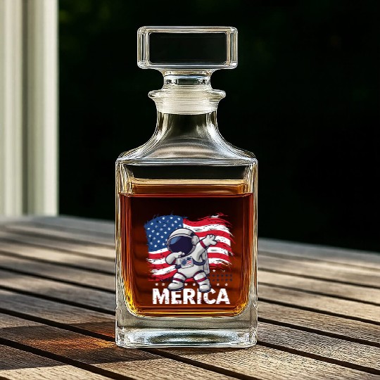 Merica Astronaut Adventure Dab with American Flag Whiskey Decanters
