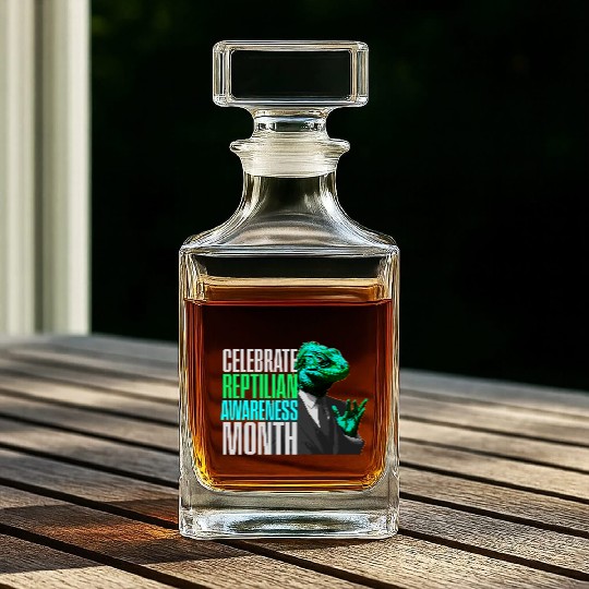 Reptilian Awareness Month Lizard People Whiskey Decanters