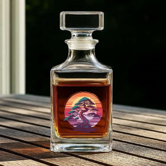 Bonsai Tree Sunset Zen Nature Relaxation Design Whiskey Decanters