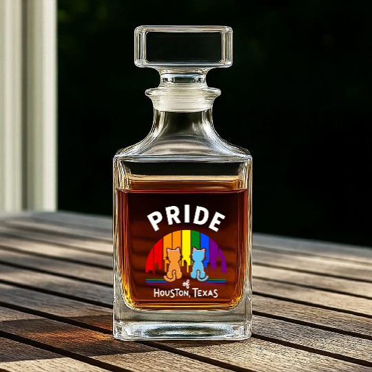 Pride of Houston City Texas USA Rainbow Flag Whiskey Decanters