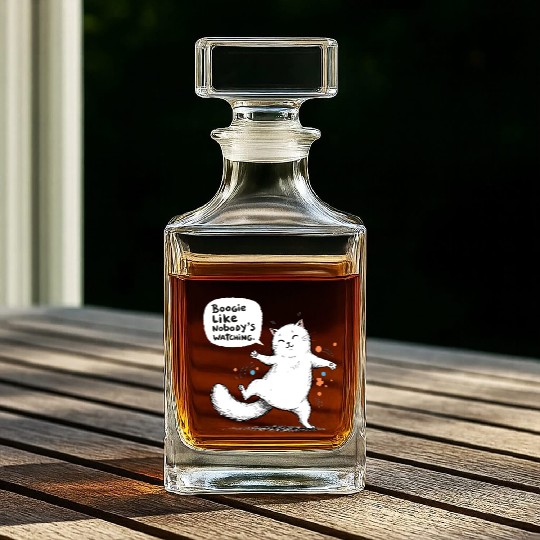 Happy Dancing Cat – Cute Funny Cat Lover Design Whiskey Decanters