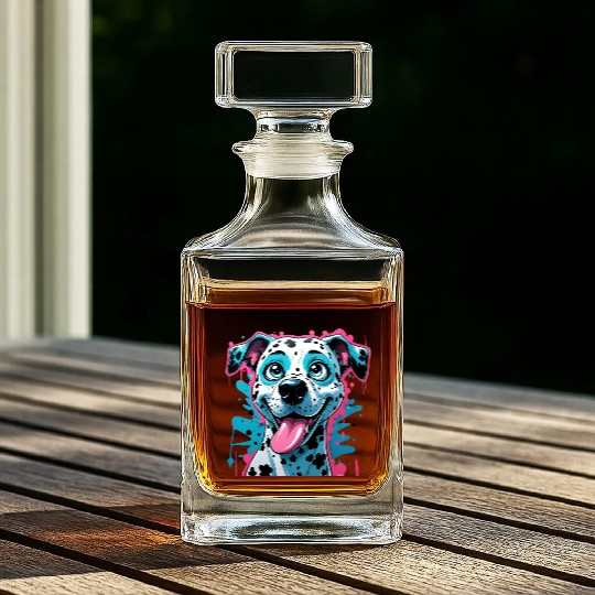 Graffiti Cartoon Dalmatian – Playful Pop Art Dog Whiskey Decanters