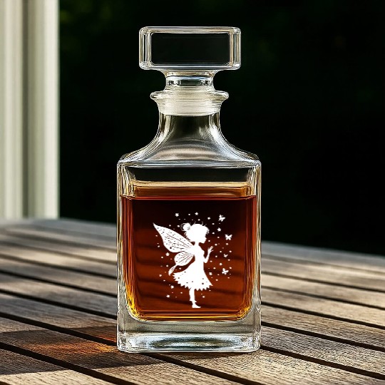 Enchanting Fairy with Flowers and Butterflies Whiskey Decanters