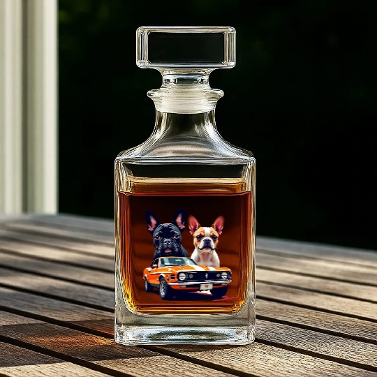 French Bulldogs with Classic Muscle Car – Retro Vi Whiskey Decanters