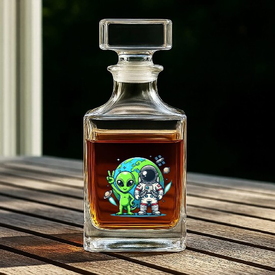 Alien Astronauts In Space Whiskey Decanters