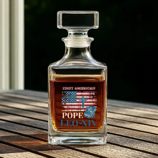 First American Pope Leo XIV Catholic Church Quote Whiskey Decanters