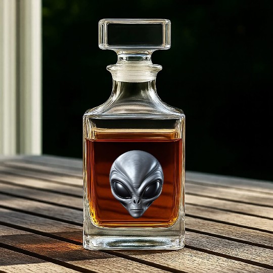 Small Grey Alien Extraterrestrial ET Being Whiskey Decanters