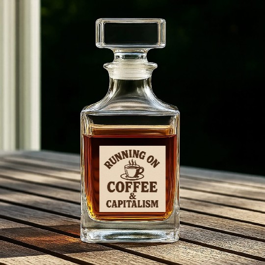 Coffee and Capitalism Lover Quote Whiskey Decanters