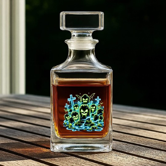 Neon Tomb Uprising – Glowing Graveyard Ghouls Whiskey Decanters