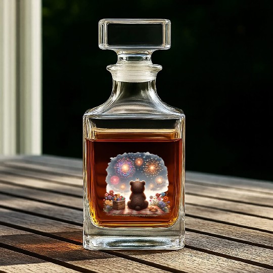 Fireworks Picnic Bear – Night Sky Celebration View Whiskey Decanters
