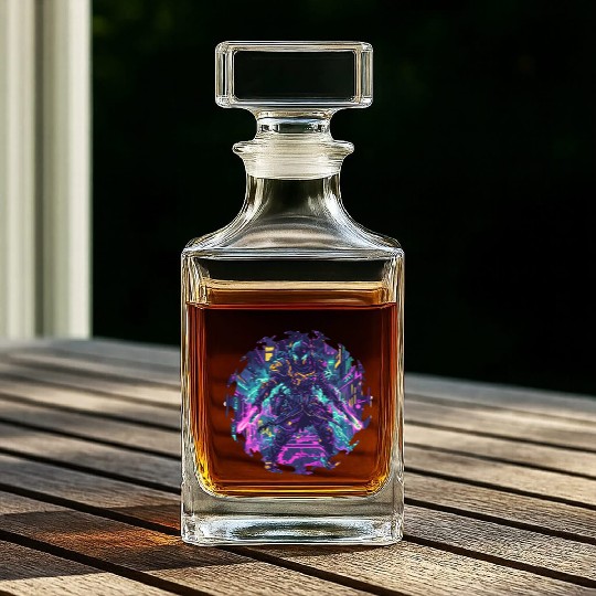 Warrior With Energy Charging In Bright Megacity Whiskey Decanters