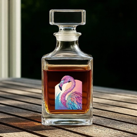 Psychedelic Flamingo Whiskey Decanters