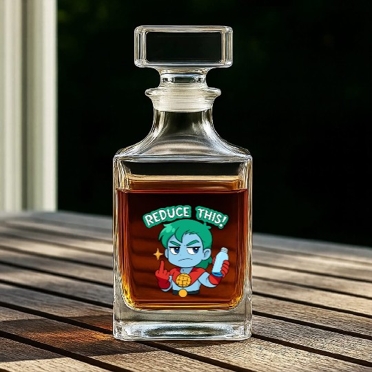 Chibi Style Captain Planet Reduce This!Design Whiskey Decanters