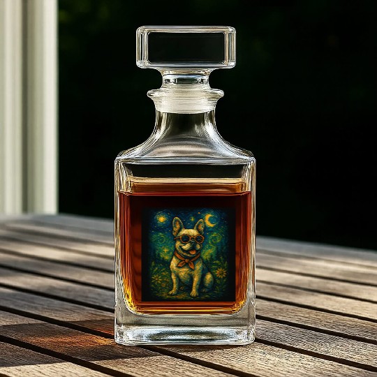 Starry Night Dog Funny Art Style Retro Glasses Pet Whiskey Decanters
