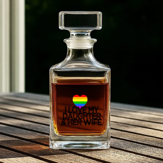 I love my daughter & her wife LGBTQ ally parent Whiskey Decanters
