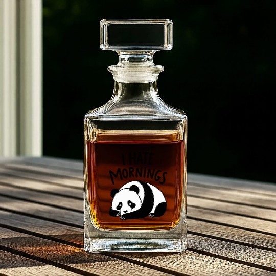 Panda I Hate Mornings Saying Whiskey Decanters