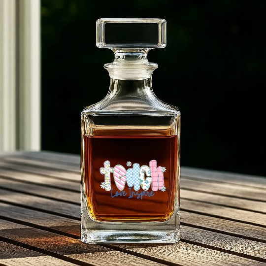 Preppy Teacher Teach Love Inspire Whiskey Decanters
