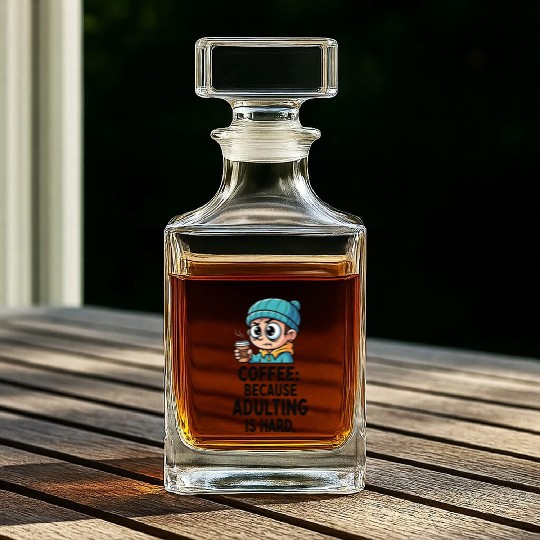 Coffee because adulting is hard Whiskey Decanters