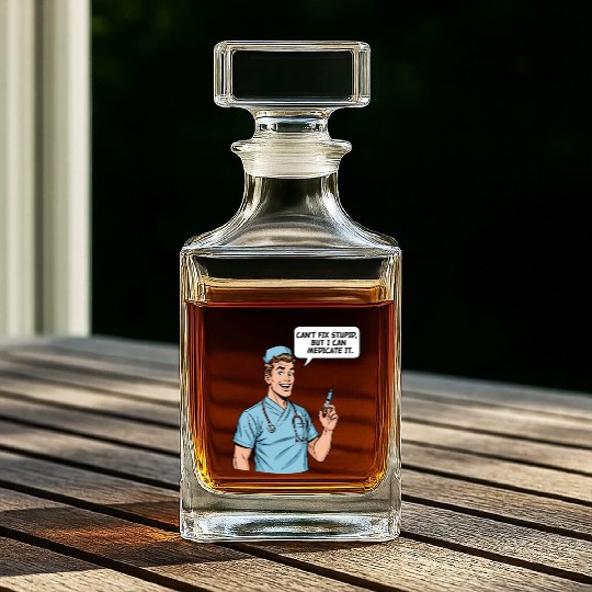Funny Male Nurse - Can't Fix Stupid Whiskey Decanters