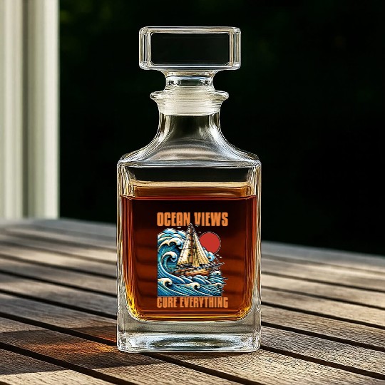 Sailing Ocean Views Cure Everything Fisherman Whiskey Decanters