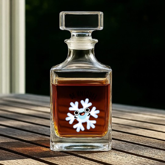 Be Unique Funny Snowflake Pun Whiskey Decanters