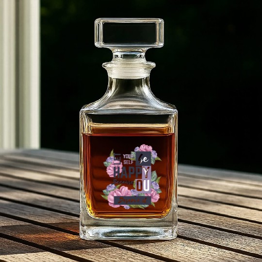 beautiful positive message with flowers Whiskey Decanters