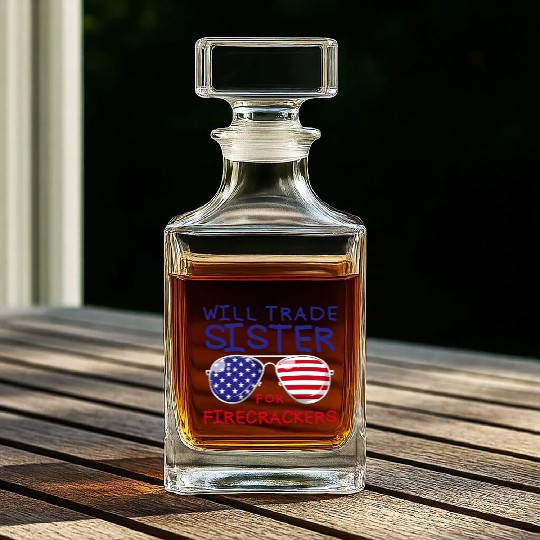 Will Trade Sister For Fireworks Kids 4th Of July Whiskey Decanters