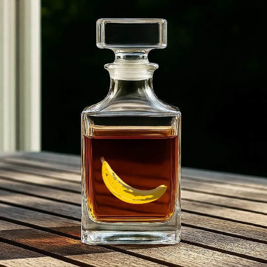 Overripe Banana with Brown Spots Illustration Whiskey Decanters
