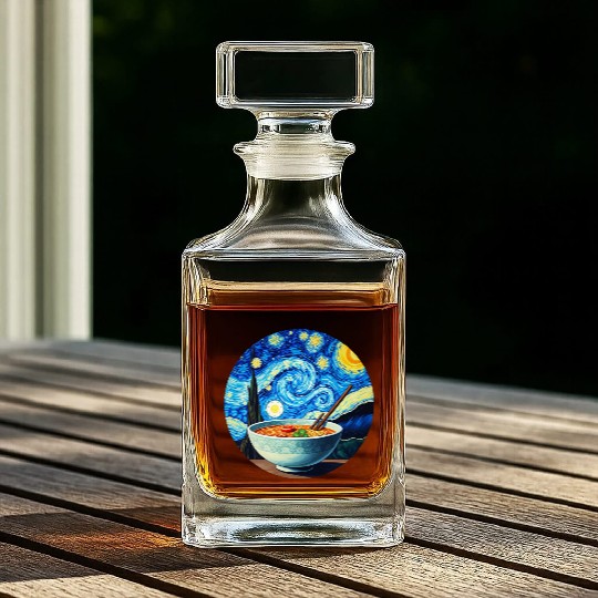 Van Gogh's Starry Night ramen noodle Bowl japanese Whiskey Decanters