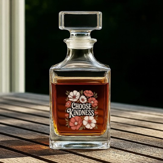 Choose Kindness Boho Flower Vintage Positivity Whiskey Decanters