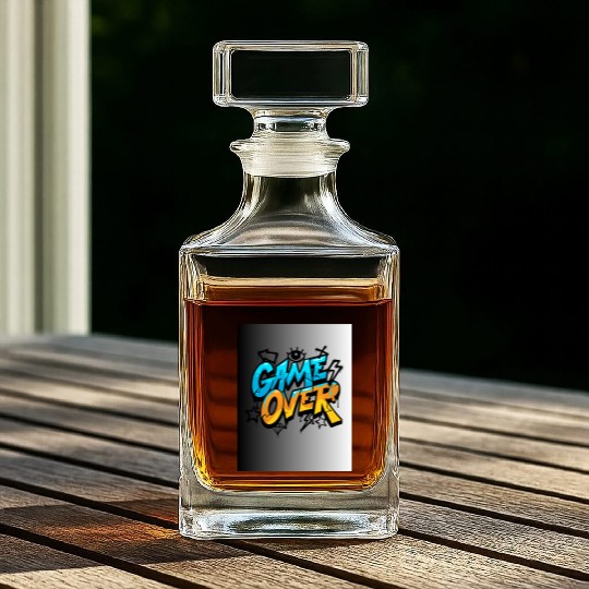 Graffiti Style Game Over Illustration Whiskey Decanters