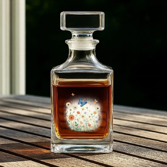 Flowers and butterflies Whiskey Decanters