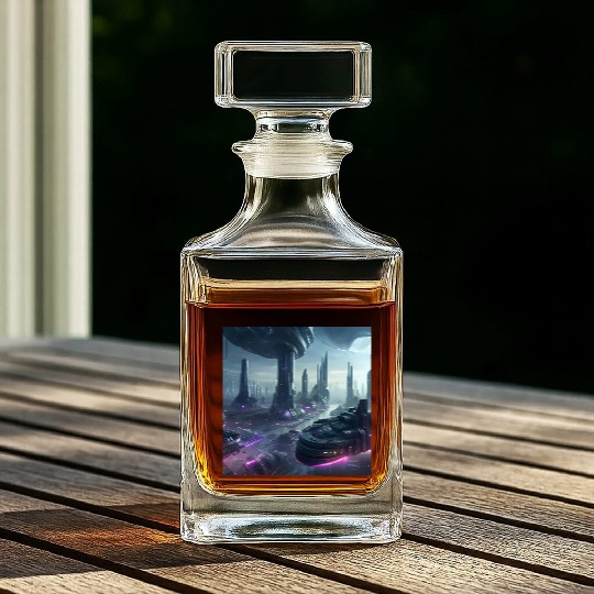 Ethereal Alien Planet Landscape Whiskey Decanters