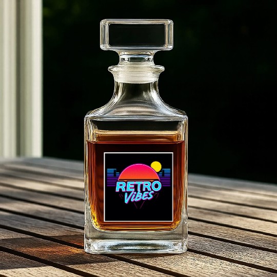 Retro Vibes Sunset Neon Design Whiskey Decanters