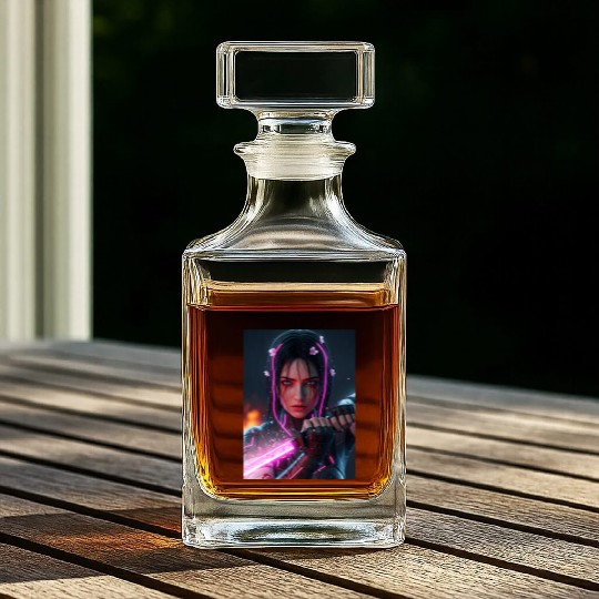 Cyberpunk Samurai Girl Whiskey Decanters
