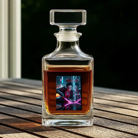 Cyberpunk Samurai Girl Whiskey Decanters