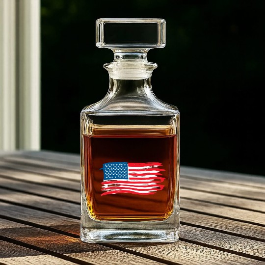 Abstract American Flag Art Print Whiskey Decanters