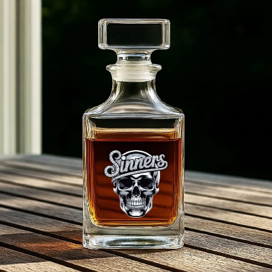 Chrome Skull Sinners Diamond Bling Whiskey Decanters
