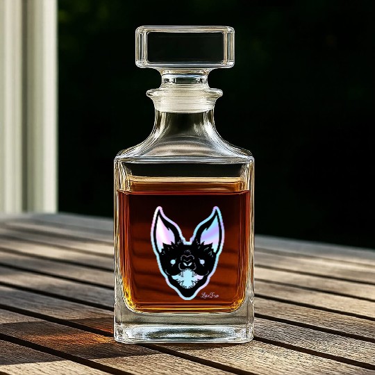 Neon Lit Fierce Bat Design Whiskey Decanters