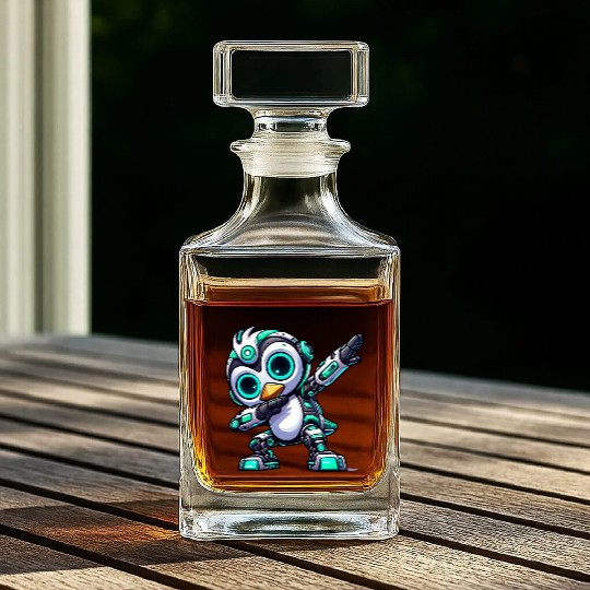 Cool penguin robot cyborg mech astronaut dab Whiskey Decanters