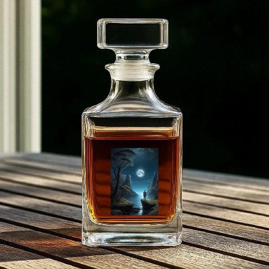 Lunar Night Cliff Landscape Whiskey Decanters
